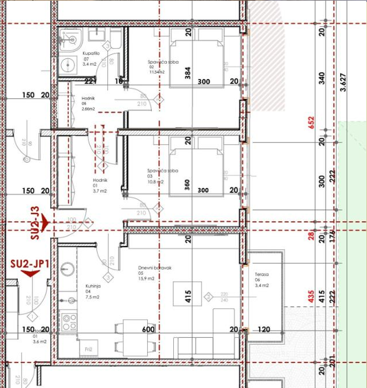 Montenegrina Residence - Apartman sa dve spavaće sobe - Terasa sa pogledom na more - #SU2-J3 11