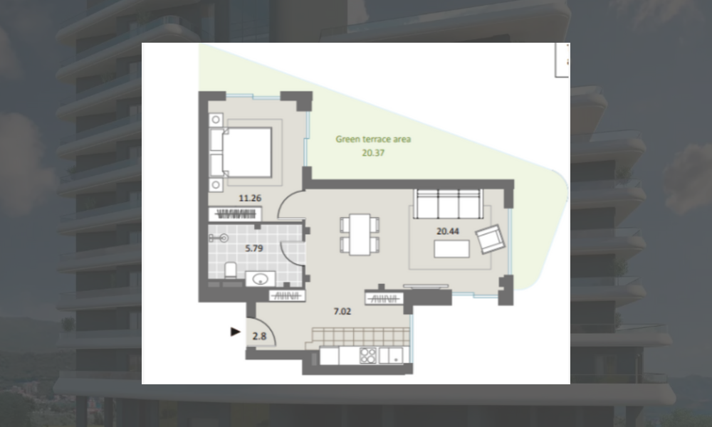 Bellemond Residence Montenegro - Jednosoban stan D166-102-2