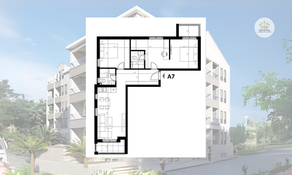 Potkosljun Budva - Dvosoban stan #A7