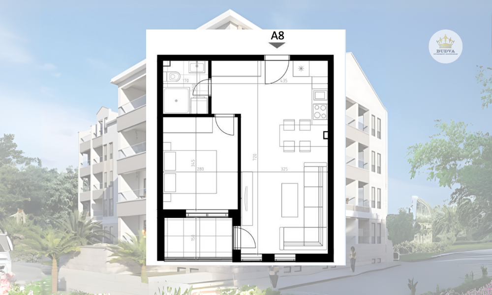 Potkosljun Budva - Jednosoban stan #A8