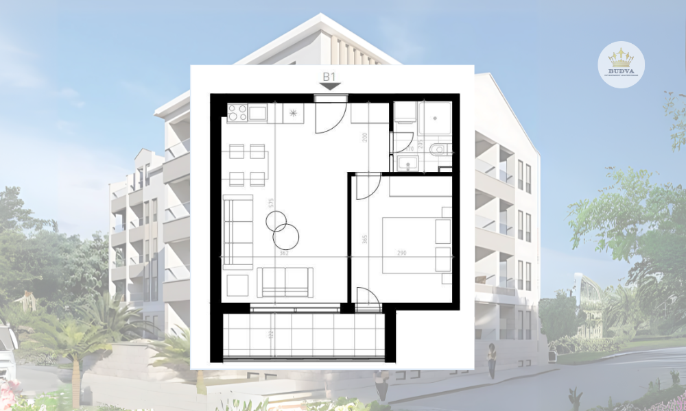 Potkosljun Budva - Jednosoban stan #B1