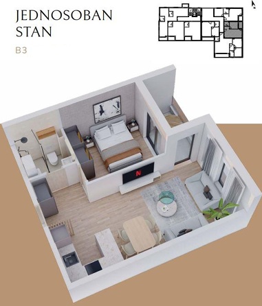 Podkošljun Residence - Apartman sa jednom spavaćom sobom - #B3 3