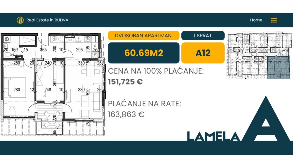 Palazzo Jaz - Dvosoban Apartman Površine 60,69m²- #A12 1