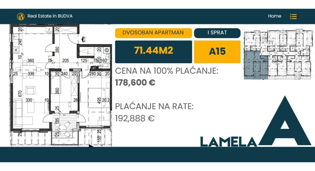 Palazzo Jaz - Dvosoban Apartman Površine 71,44m²- #A15 1