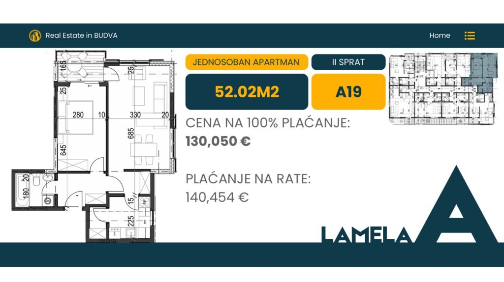 Palazzo Jaz - Jednosoban Apartman Površine 52,05m²- #A19 1