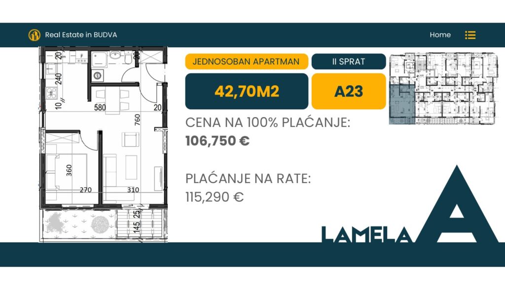 Palazzo Jaz - Jednosoban Apartman Površine 42,70m²- #A23 1