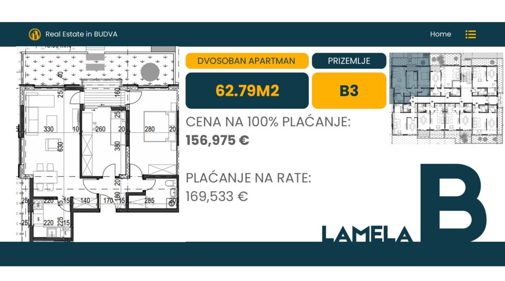 Palazzo Jaz - Dvosoban Apartman Površine 62,79m²- #B3 1