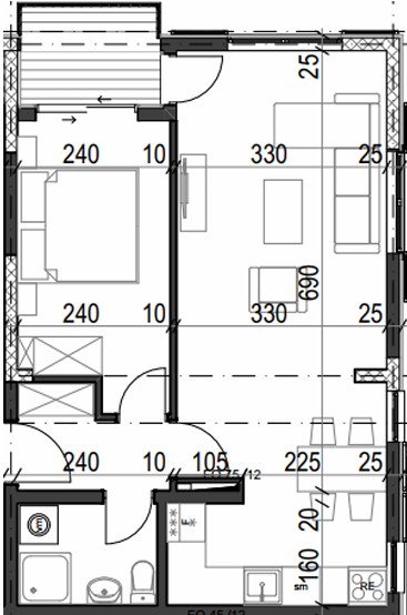 Palazzo Jaz - Jednosoban Apartman Površine 50m²- #B8 37