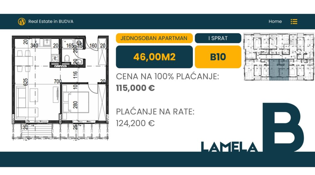 Palazzo Jaz - Jednosoban Apartman Površine 46m²- #B10 31