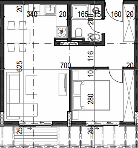 Palazzo Jaz - Jednosoban Apartman Površine 46m²- #B10 37