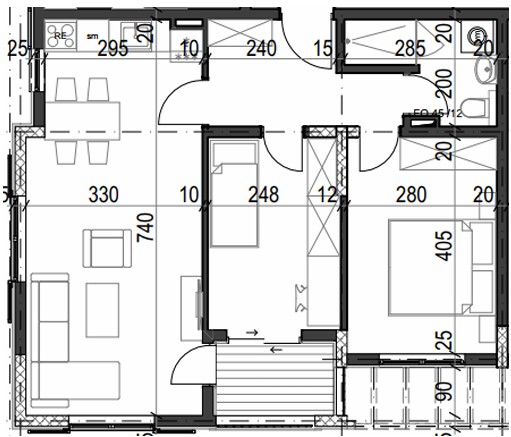 Palazzo Jaz - Dvosoban Apartman Površine 57,43m²- #B11 37