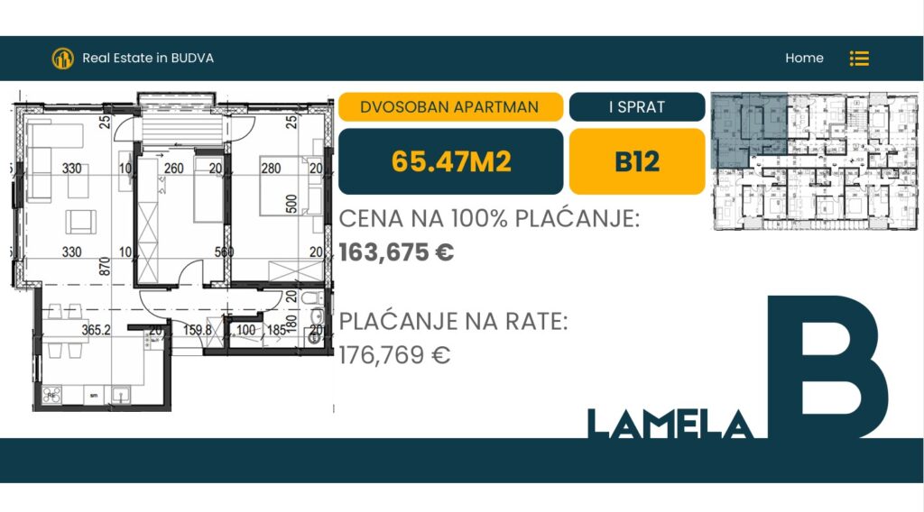 Palazzo Jaz - Dvosoban Apartman Površine 65,47m²- #B12 31