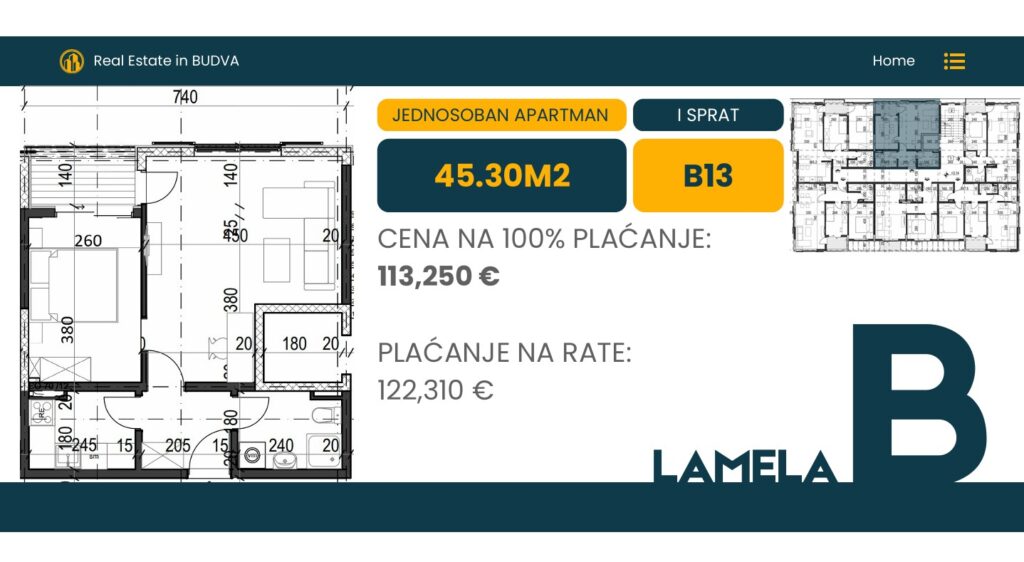 Palazzo Jaz - Jednosoban Apartman Površine 45,30m²- #B13 31