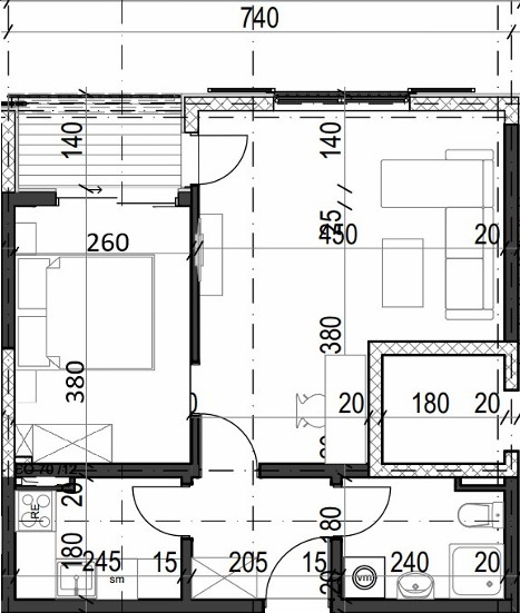 Palazzo Jaz - Jednosoban Apartman Površine 45,30m²- #B13 37