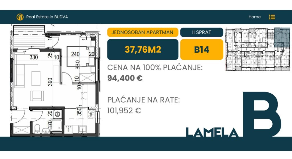 Palazzo Jaz - Jednosoban Apartman Površine 37,76m²- #B14 31