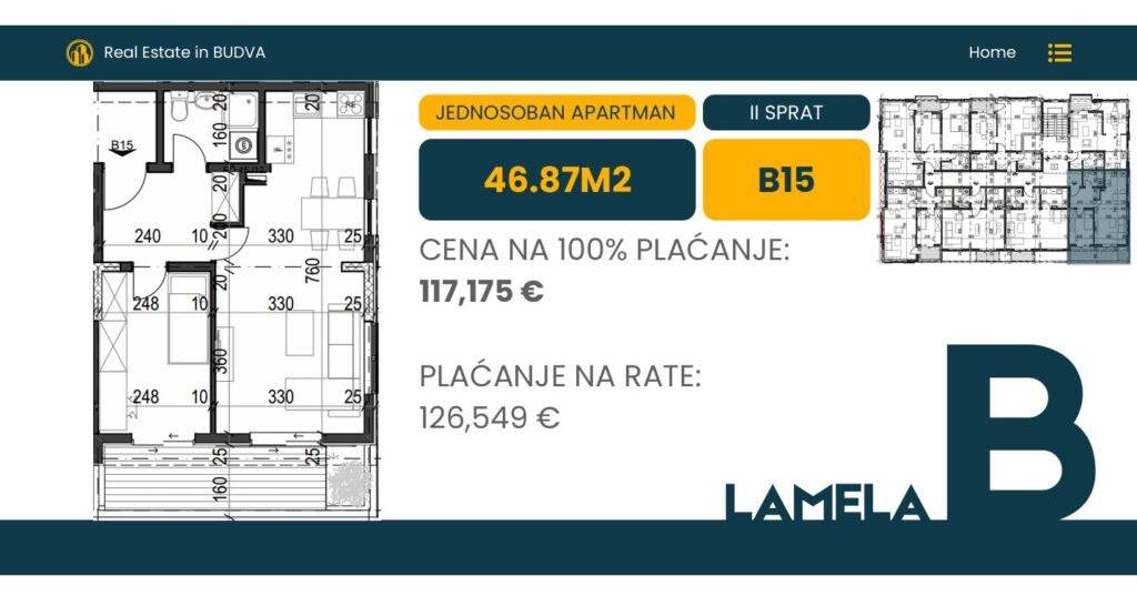 Palazzo Jaz - Jednosoban Apartman Površine 46,87m²- #B15 31