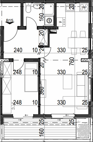 Palazzo Jaz - Jednosoban Apartman Površine 46,87m²- #B15 37