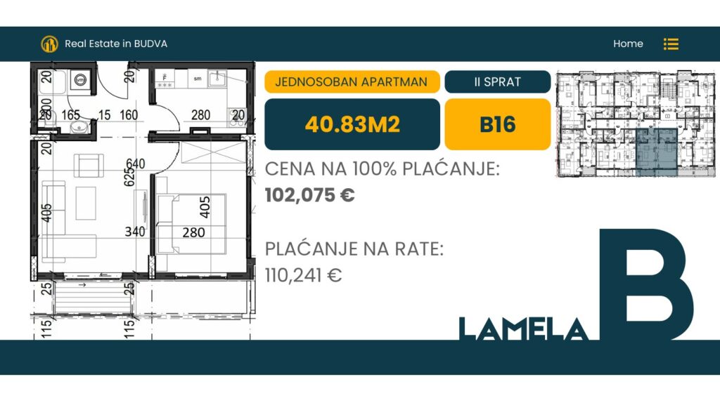 Palazzo Jaz - Jednosoban Apartman Površine 40,83m²- #B16 31