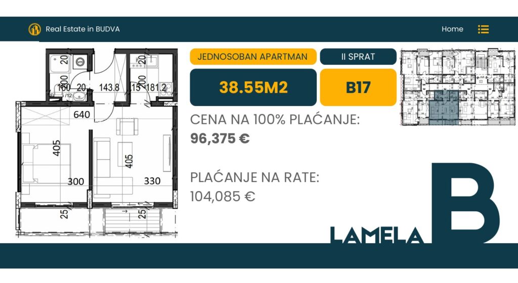 Palazzo Jaz - Jednosoban Apartman Površine 38,55m²- #B17 31