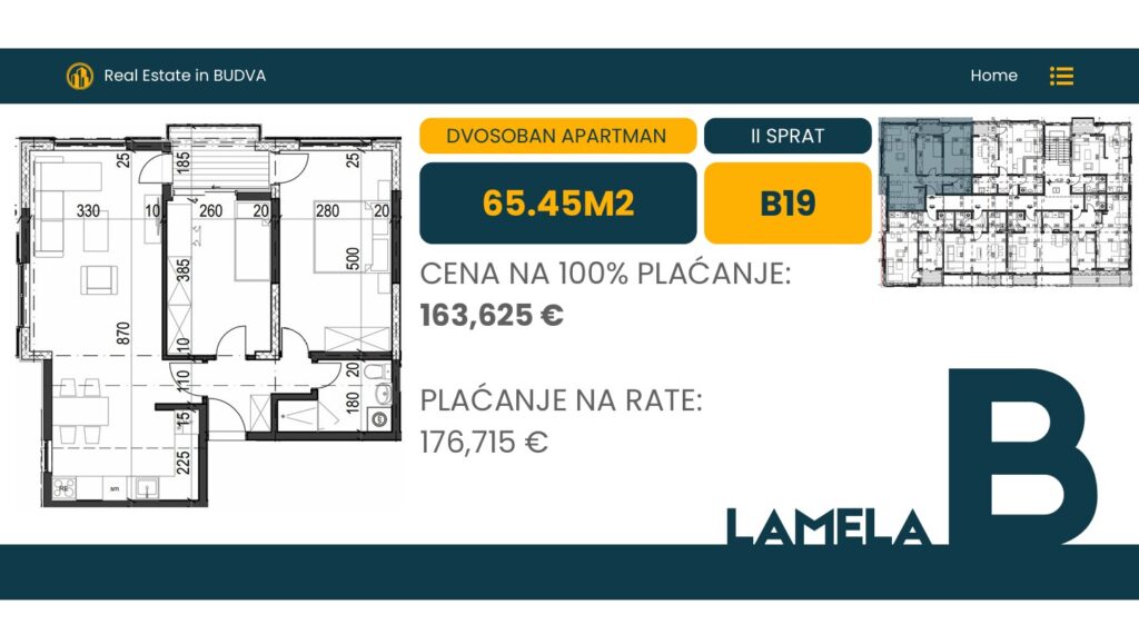 Palazzo Jaz - Dvosoban Apartman Površine 65,45m²- #B19 1