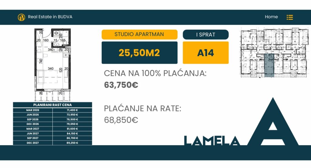 Palazzo Jaz - Studio Apartman Površine 25,50m²- #A14 37