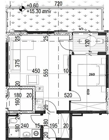 Palazzo Jaz - Jednosoban Apartman Površine 43,06m² - #A2 45