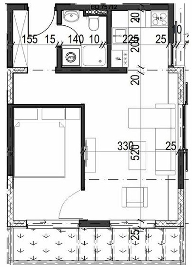 Palazzo Jaz - Jednosoban Apartman Površine 39,86m²- #A5 45