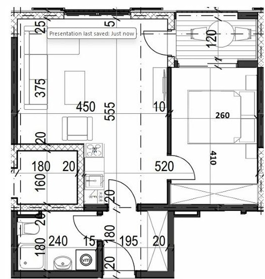 Palazzo Jaz - Jednosoban Apartman Površine 43,06m²- #A9 45