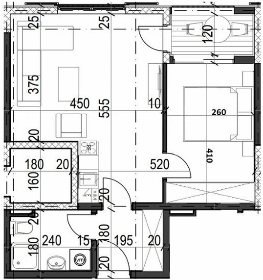 Palazzo Jaz - Jednosoban Apartman Površine 43,60m²- #A17 45