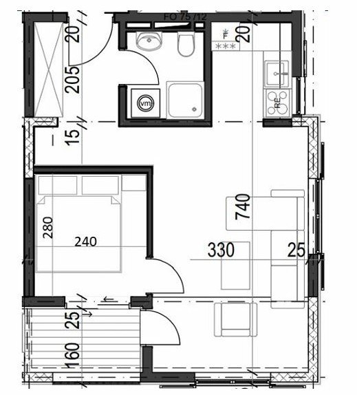 Palazzo Jaz - Jednosoban Apartman Površine 43,27m²- #A20 45