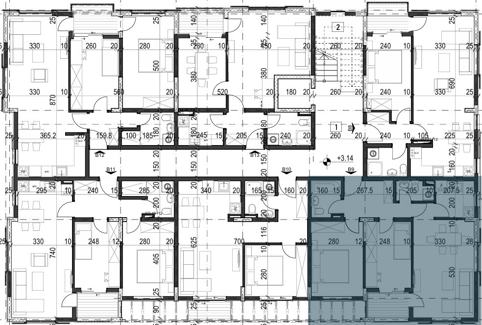 Palazzo Jaz - Dvosoban Apartman Površine 58m²- #B9 35