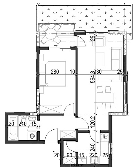 Palazzo Jaz - Jednosoban Apartman Površine 52,30m²- #A4 45