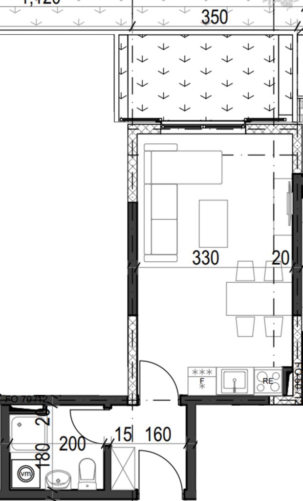 Palazzo Jaz - Studio Apartman Površine 25,50m²- #A3 45