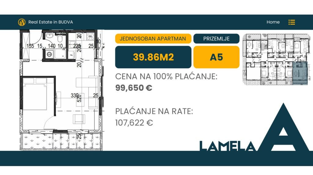 Palazzo Jaz - Jednosoban Apartman Površine 39,86m²- #A5 2 Palazzo Jaz - Jednosoban Apartman Površine 39,86m²- #A5 1