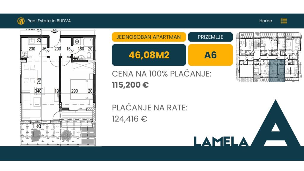 Palazzo Jaz - Jednosoban Apartman Površine 46,08m²- #A6 1