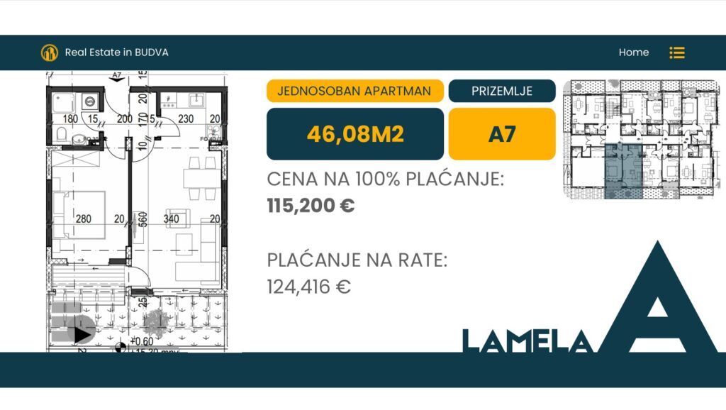Palazzo Jaz - Jednosoban Apartman Površine 46,08m²- #A7 1