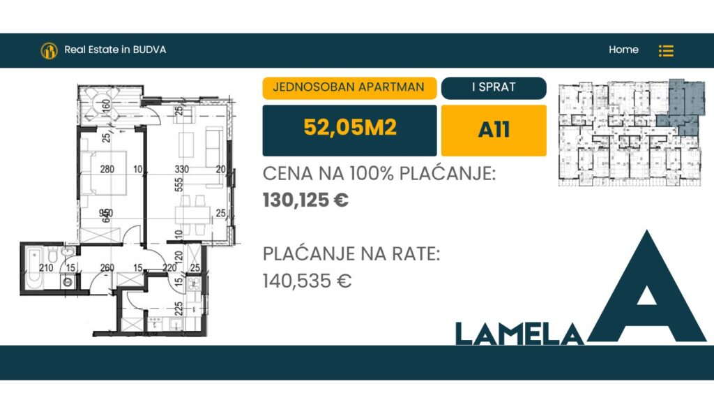 Palazzo Jaz - Jednosoban Apartman Površine 52,05m²- #A11 1