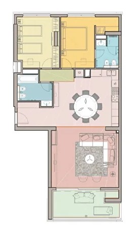 Prva linija Bečići - Useljivo - Apartman sa dve spavaće sobe - 107m2 - Pogled na more - PD-14 8 Prva linija Bečići - Useljivo - Apartman sa dve spavaće sobe - 107m2 - Pogled na more - PD-14 7