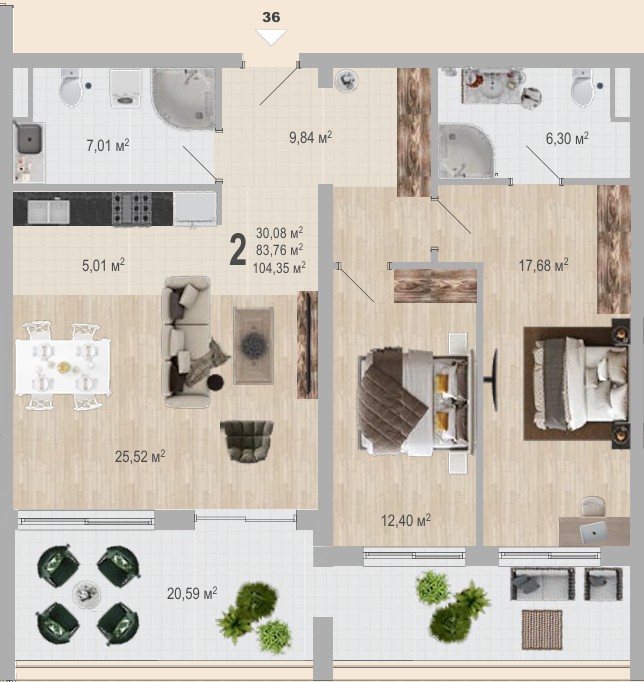 Sea Side - Apartman sa dve spavaće sobe - Pogled na more - Bečići - #SS36 13