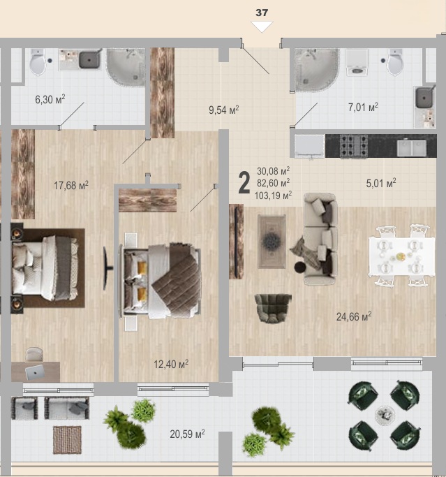 Sea Side - Apartman sa dve spavaće sobe - Pogled na more - Bečići - #SS37 14 Sea Side - Apartman sa dve spavaće sobe - Pogled na more - Bečići - #SS37 13