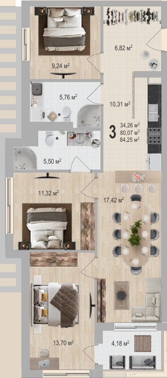 Sea Side - Apartman sa tri spavaće sobe - Pogled na more - Bečići - #SS7 19