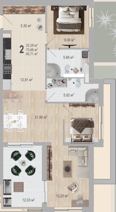 Sea Side - Apartman sa dve spavaće sobe - Pogled na more - Bečići - #SS38 13