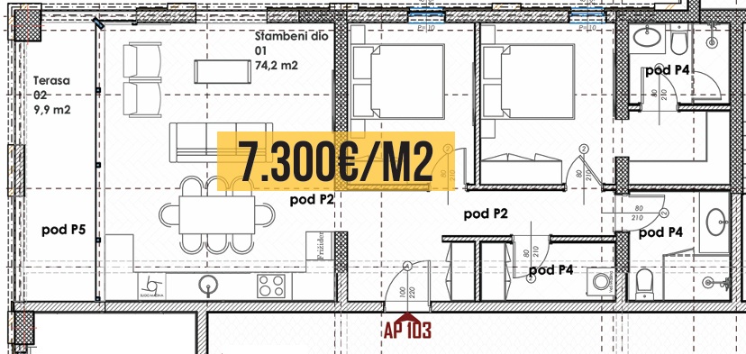 Budva - Stanovi na prodaju - Dvosoban stan - 83.90m2 - 6. sprat - #AP103 1