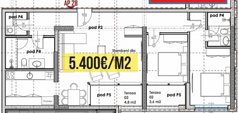 Budva - Stanovi na prodaju - Dvosoban stan - 88.65m2 - 2. sprat - #AP28 1