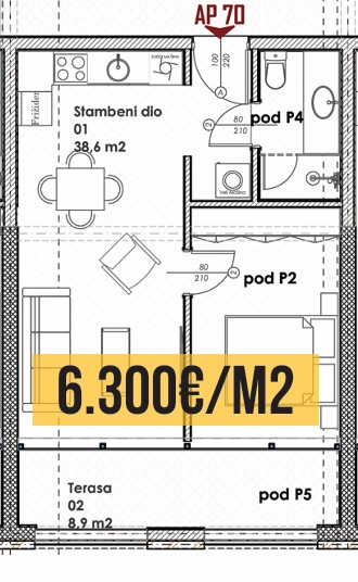 Budva - Stanovi na prodaju - Jednosoban stan - 47.29m2 - 4. sprat - #AP70 1
