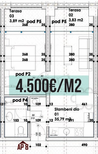 Budva - Stanovi na prodaju - Jednosoban stan - 43.51m2 - 1. sprat - #AP8 1
