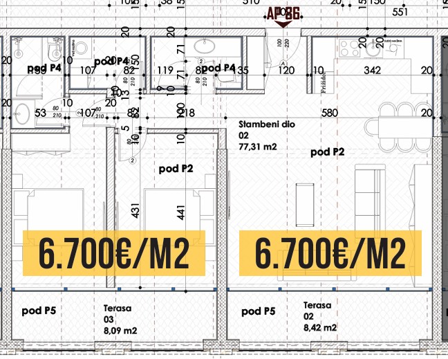 Budva - Stanovi na prodaju - Dvosoban stan - 93.52m2 - 5. sprat - #AP86 1