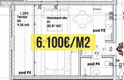 Budva - Stanovi na prodaju - Jednosoban stan - 41.56m2 - 5. sprat - #AP90 1
