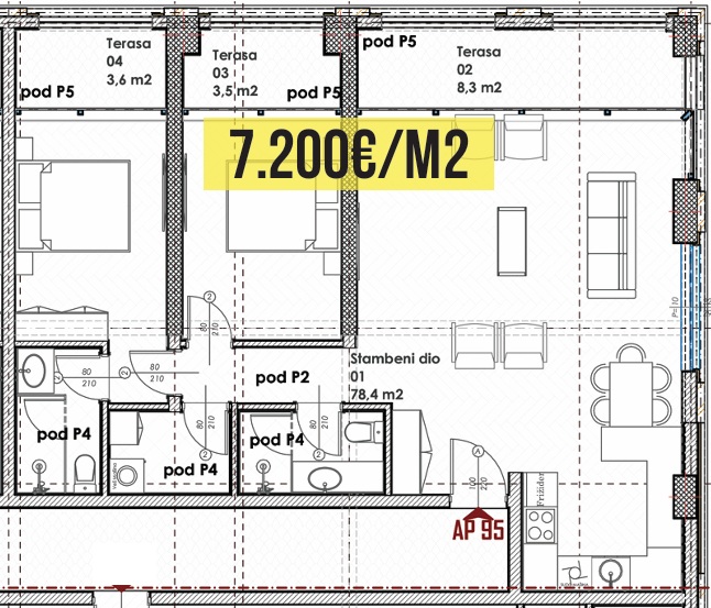 Budva - Stanovi na prodaju - Dvosoban stan - 93.84m2 - 6. sprat - #AP95 1