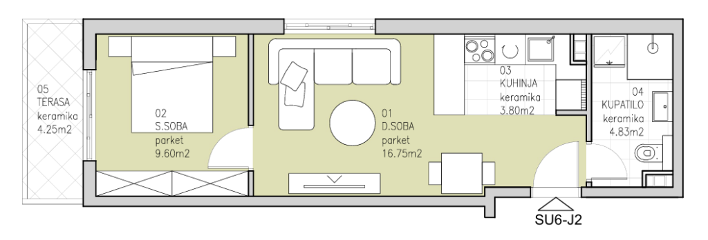 Montenegrina Residence - Apartman sa jednom spavaćom sobom - 39.23m2 - 4. sprat - Pogled na more - #SU6-J2 103